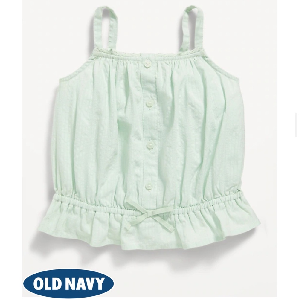 Sleeveless Buttoned Peplum Tank Top for Toddler Girls in Mint Mist